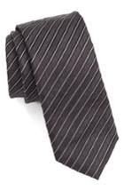 Men's Boss Diagonal Stripe Silk Skinny Tie, Size - Grey