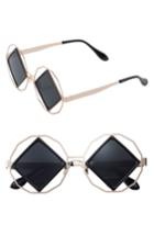 Women's Sunnyside La Garnet 58mm Geometric Sunglasses - Black/ Gold