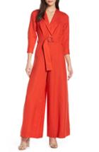 Women's Fame And Partners Lianna Belted Waist Jumpsuit - Orange