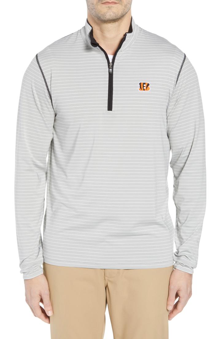 Men's Cutter & Buck Meridian - Cincinnati Bengals Regular Fit Half Zip Pullover, Size - Black