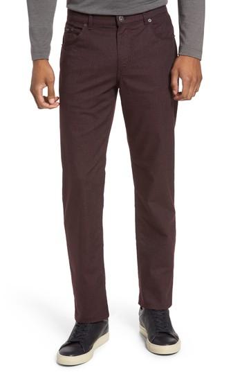 Men's Brax Five-pocket Stretch Cotton Trousers X 34 - Burgundy