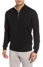 Men's Peter Millar Crown Soft Wool Blend Quarter Zip Sweater, Size - Black