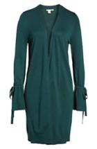 Women's Halogen Lightweight Tie Sleeve Cardigan - Green