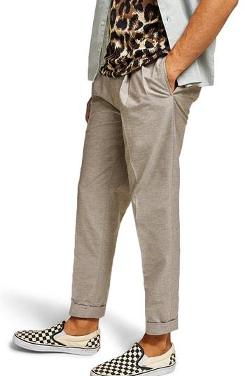 Men's Topshop Tapered Fit Trousers R - Beige
