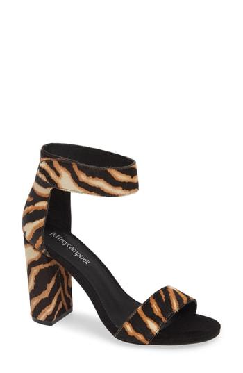 Women's Jeffrey Campbell Lindsay Genuine Calf Hair Ankle Strap Sandal M - Beige
