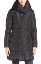 Women's French Connection Quilted Coat With Hood - Black