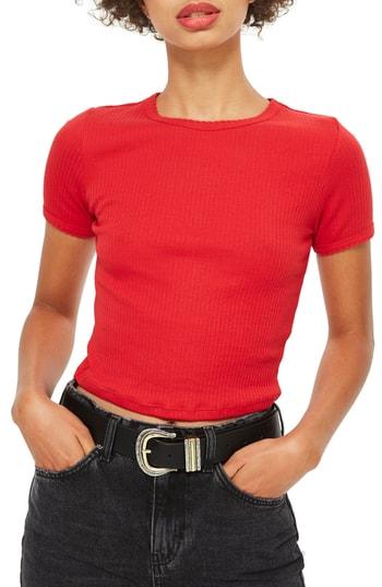 Women's Topshop Scallop Edge Tee Us (fits Like 2-4) - Red