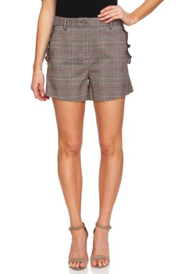 Women's Cece Glen Plaid Ruffle Shorts - Brown