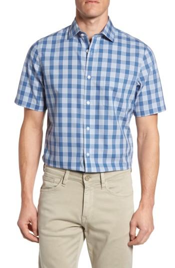 Men's Nordstrom Men's Shop Smartcare(tm) Regular Fit Check Sport Shirt, Size - Blue