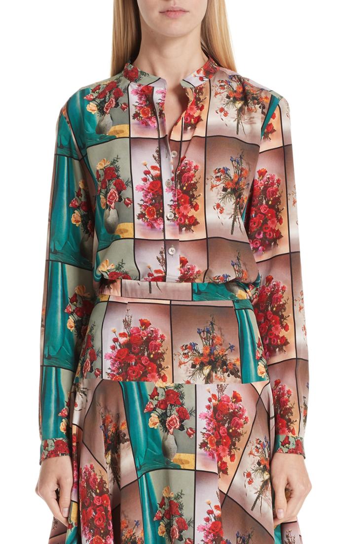Women's Stella Mccartney Vase Print Silk Blouse Us / 40 It - Ivory