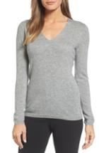 Women's Nordstrom Signature Cashmere V-neck Sweater - Grey