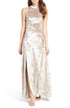 Women's Lulus Strappy Back Crushed Velvet Gown - Metallic