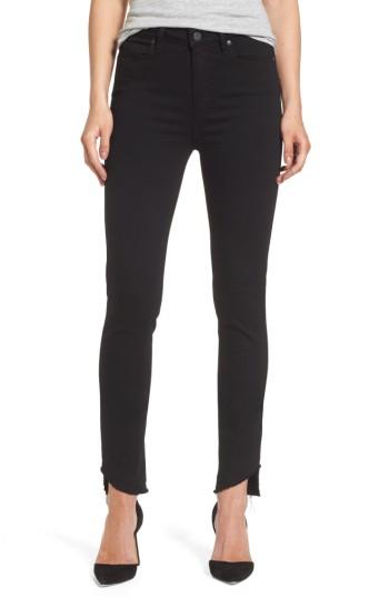 Women's Paige Transcend Hoxton High Waist Undone Hem Skinny Jeans - Black