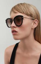 Women's Tom Ford Mia 55mm Cat Eye Sunglasses - Dark Havana/ Brown Mirror