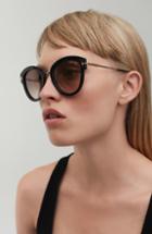 Women's Tom Ford Mia 55mm Cat Eye Sunglasses - Dark Havana/ Brown Mirror