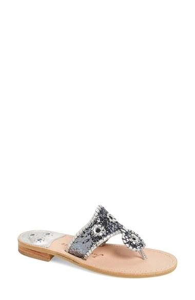 Women's Jack Rogers Cleo Sparkle Whipstitched Sandal M - Metallic