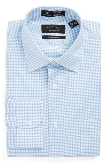 Men's Nordstrom Men's Shop Smartcare(tm) Traditional Fit Check Dress Shirt .5 - 33 - Blue/green