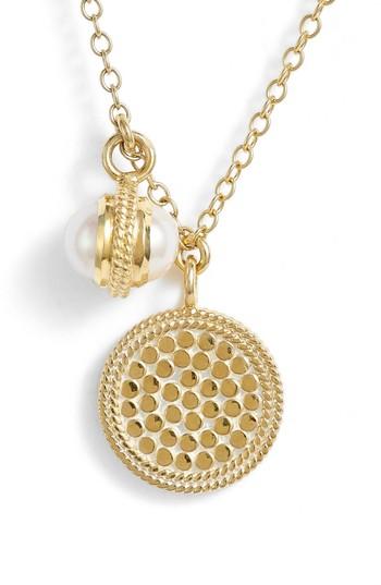Women's Anna Beck Double Pearl Disc Pendant Necklace