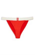 Women's Topshop Button Ribbed Tanga Bikini Bottoms Us (fits Like 0) - Red