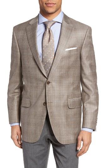 Men's Peter Millar Classic Fit Plaid Wool Sport Coat R - Beige