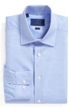 Men's David Donahue Trim Fit Microcheck Dress Shirt .5 - 32/33 - Blue