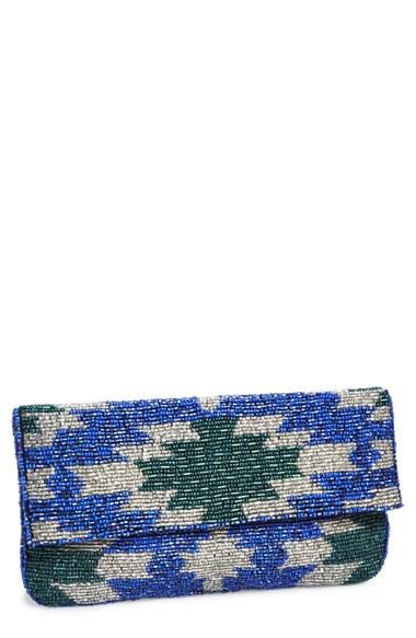 Berry Metallic Beaded Clutch -