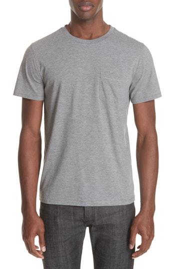 Men's A.p.c. Keanu Striped Pocket T-shirt - Grey