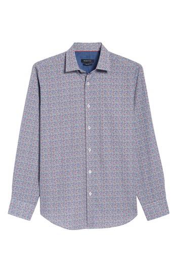 Men's Bugatchi Classic Fit Multicolor Circles Sport Shirt - Red
