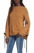 Women's Bp. Lace-up Sleeve Sweater, Size - Brown