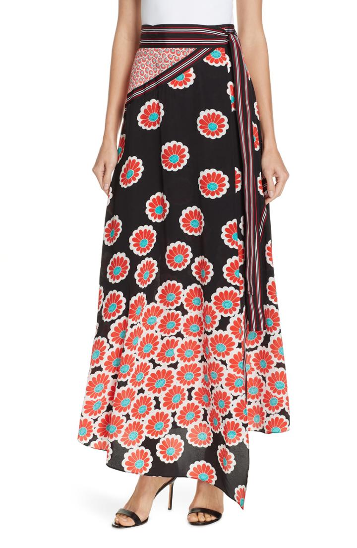 Women's Dvf Taylor Wrap Maxi Skirt - Black