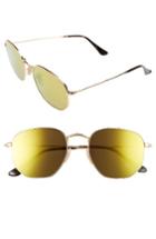 Women's Ray-ban 54mm Hexagonal Flat Lens Sunglasses - Gold/ Brown