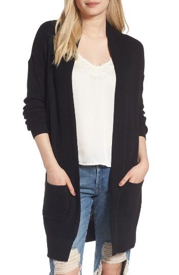 Women's Bp. Lightweight Rib Stitch Cardigan, Size - Black