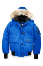 Women's Canada Goose Pbi Chilliwack Hooded Down Bomber Jacket With Genuine Coyote Fur Trim, Size - Blue