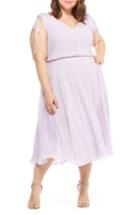 Women's Gal Meets Glam Collection Hillary Clip Dot Chiffon Midi Dress (similar To 14w) - Purple