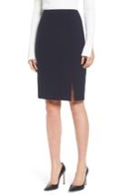 Women's Boss Volania Stretch Wool Side Slit Pencil Skirt - Blue