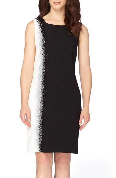 Petite Women's Tahari Embellished Sheath Dress P - Black