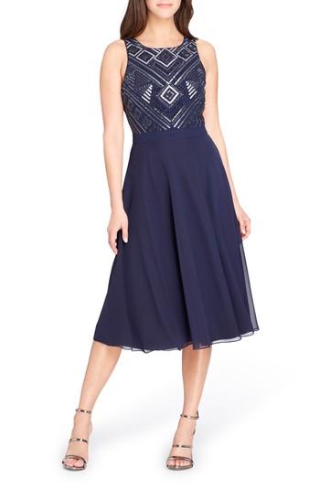 Women's Tahari Beaded Fit & Flare Dress - Blue