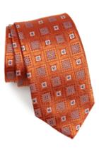 Men's David Donahue Silk Medallion Tie, Size - Orange