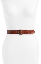 Women's Saint Laurent Fetiche Leather Belt - Dark Brown