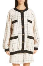 Women's Gucci Oversize Tweed Bomber Jacket Us / 44 It - Ivory