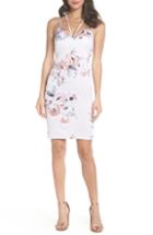 Women's Sequin Hearts Floral Print Double Strap Scuba Dress