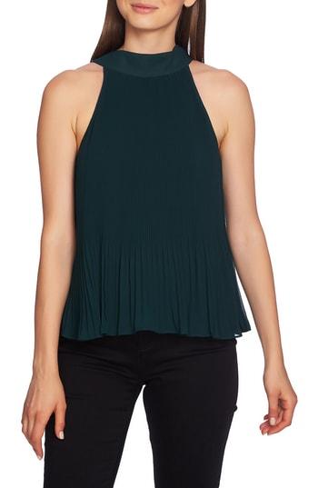 Women's 1.state Pleated Chiffon Halter Top, Size - Green