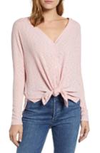 Women's Caslon Button Front Ribbed Knit Top, Size - Pink