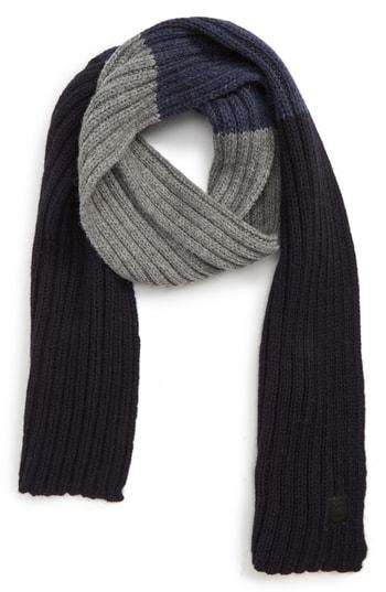 Men's Canada Goose Colorblock Ribbed Wool Scarf, Size - Blue