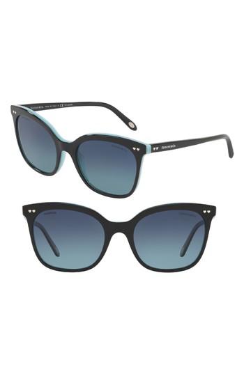 Women's Tiffany & Co. 54mm Gradient Polarized Cat Eye Sunglasses - Black/ Blue