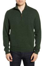 Men's Nordstrom Men's Shop Regular Fit Cashmere Quarter Zip Pullover, Size - Green