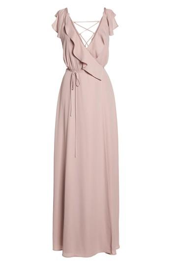 Women's Wayf Jamie Ruffle Wrap Gown, Size - Purple