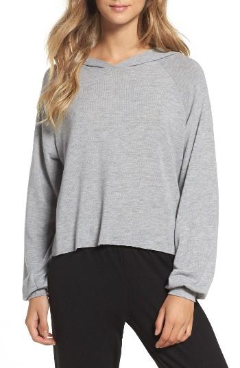Women's Michael Lauren Delaney Crop Lounge Hoodie - Grey
