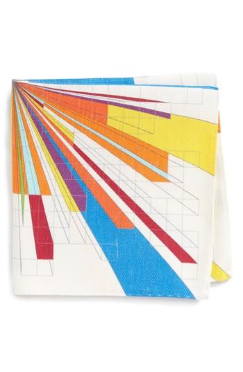 Men's Eton Burst Geometric Silk Pocket Square, Size - Orange