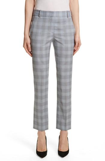Women's Theory Maple Check 2 Straight Crop Trousers - White